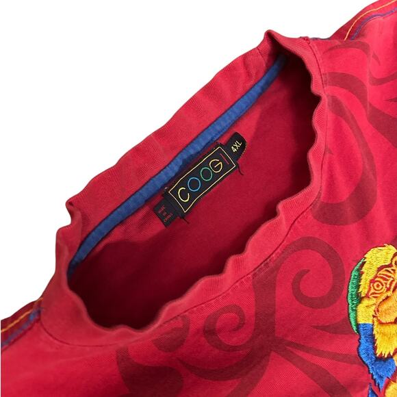 Vintage Coogi 4XL Parrot Graphic Shirt Red Tropical Print Y2K Streetwear - Picture 5 of 9